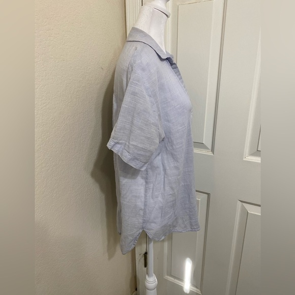 Zara womens button down short sleeve lightweight thin linen striped beachy xs - Picture 4 of 9